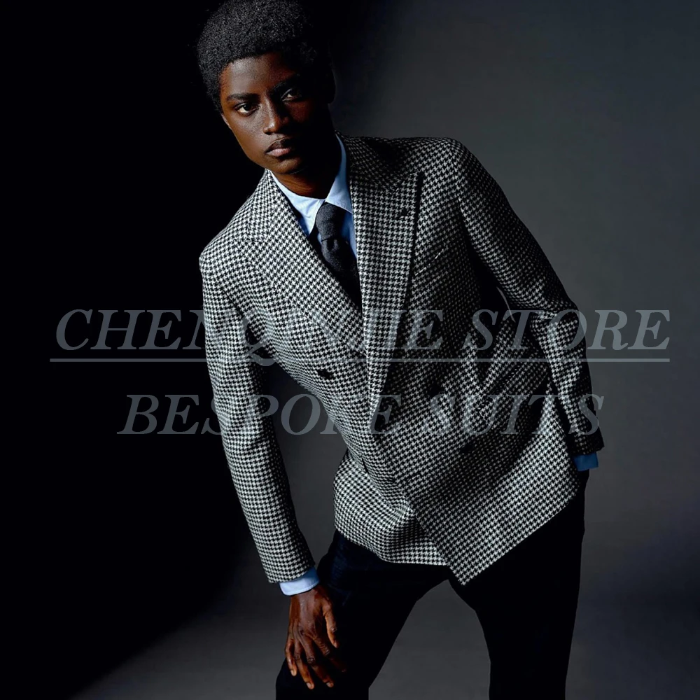 

Bespoke Double Breasted Suits for Men 2026 Loose Fit Peak Lapel 2 Piece Jacket Pants Outfits Fashion Dinner Tuxedos