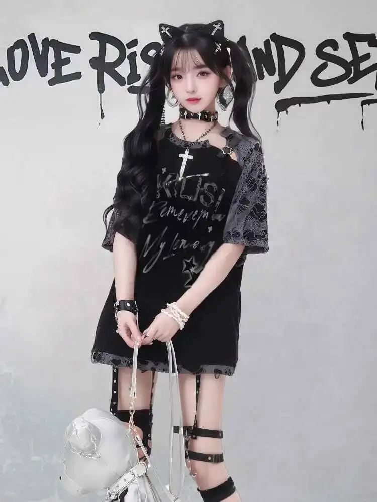

Oversized T-shirts Sweet Print Short Sleeved T-shirt Women Summer Anime Girl Sweet And Spicy T-shirt Short Sleeve Harajuku