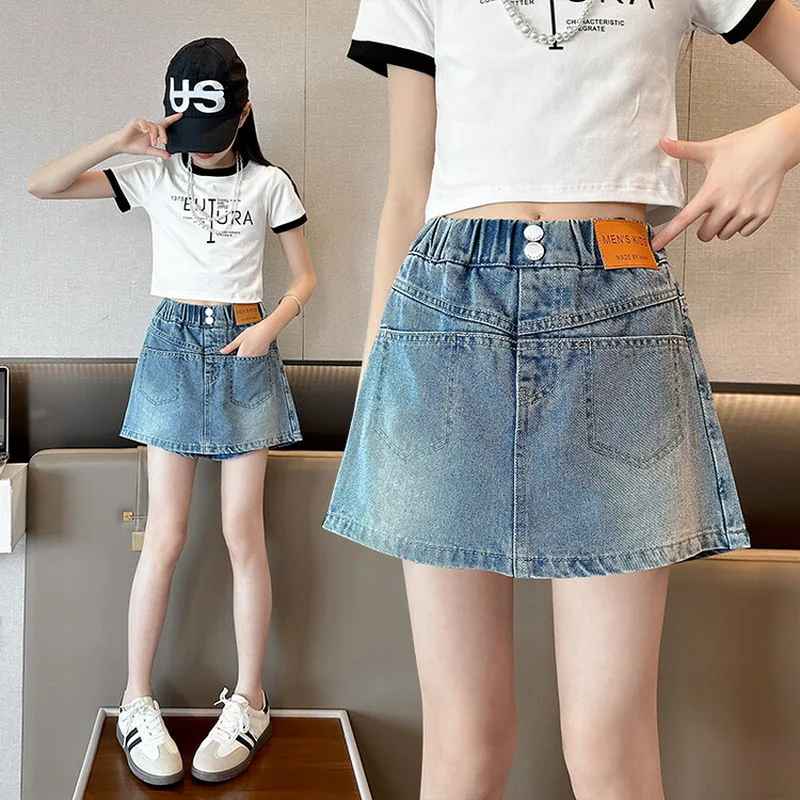 Girls Denim Shorts Summer 2024 New Teen Children's Pants Kids Thin Skirt Korean Version Girls wear Pantskirt