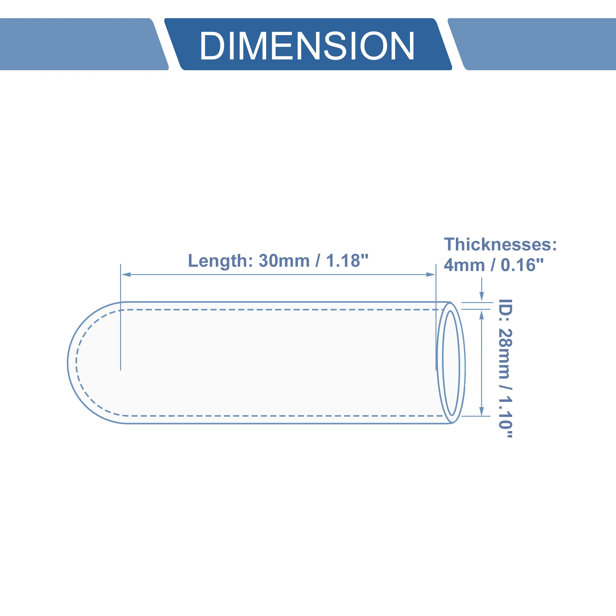 UXCELL 6mm/8mm/10mm/12mm/14mm/16mm/18mm-40mm ID 30mm Length Car Silicone Hose End Cap Silicone Tube for Bypass Tube Black