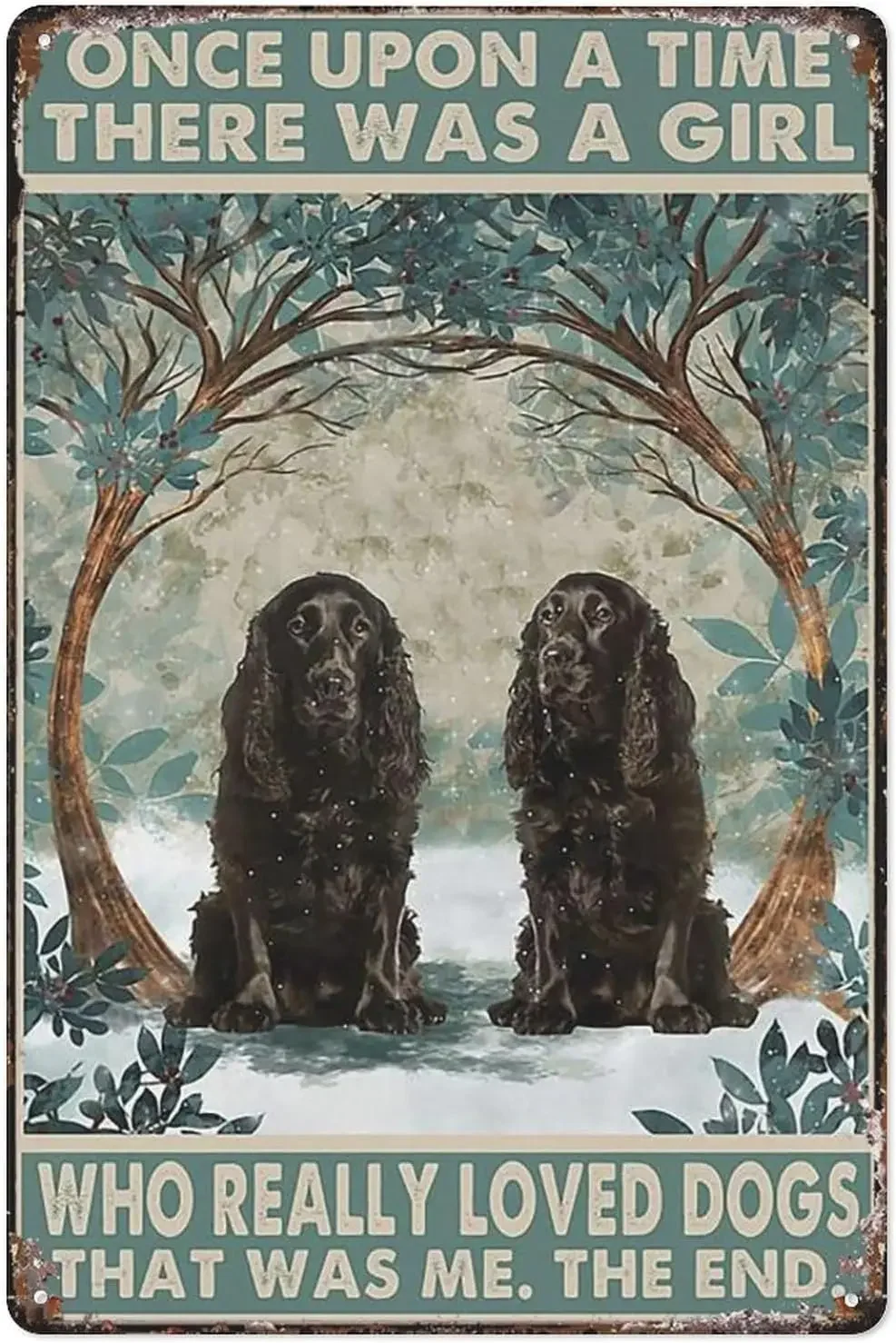 Letrero de hojalata de Metal Vintage, espacielas de Cocker negras, una vez una chica, cartel de perros realmente amados, decoración artística de pared para cafetería P