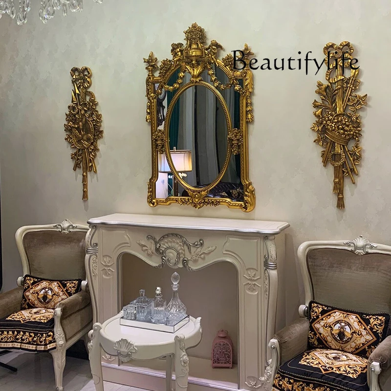 Oujing Home Furnishing French Baroque Wall Pendant Living Room Entrance Corridor Wall Hanging Carved Wall Ornament