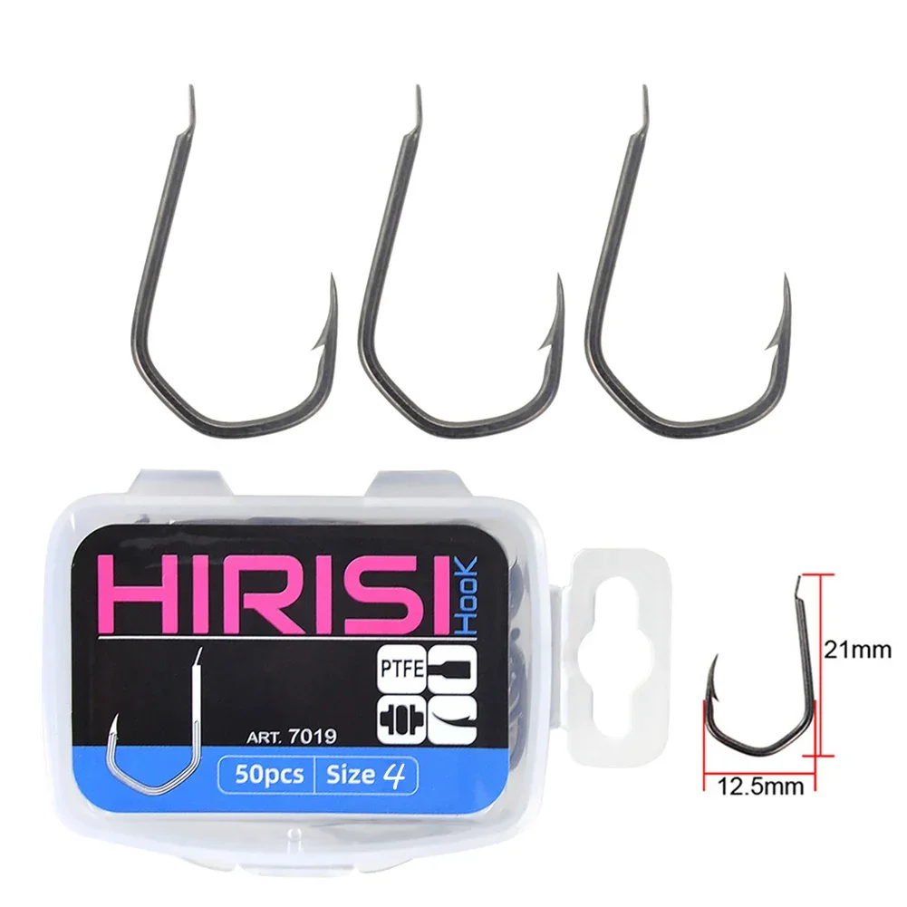 50pcs Fishing Hooks Set Hot Sale 2/4/6/8/10/12# Optional Models Barbed Hook High Carbon Steel Carp Rigs Fishhooks Part Accessory