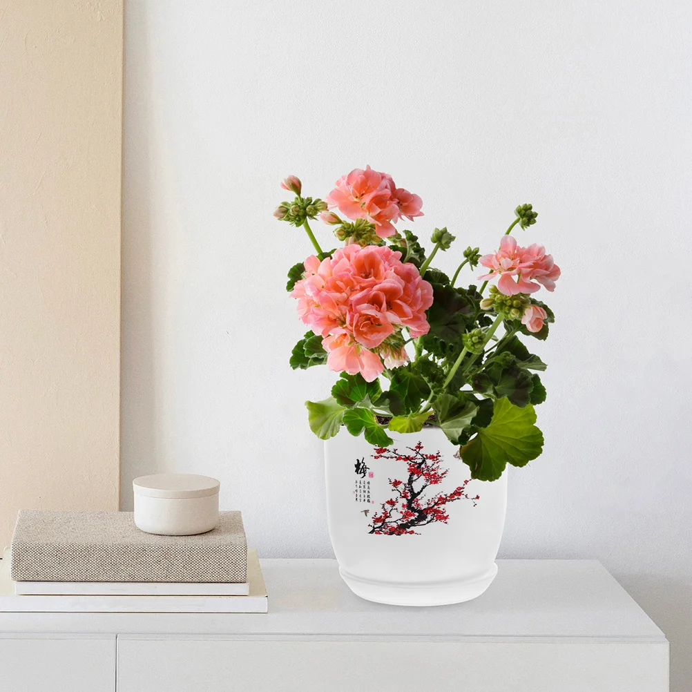 1Set Pot Tanaman Resin untuk Sukulen dengan Lubang Drainase, Nampan, Dekorasi untuk Rumah, Taman, Balkon, Indoor dan Outdoor