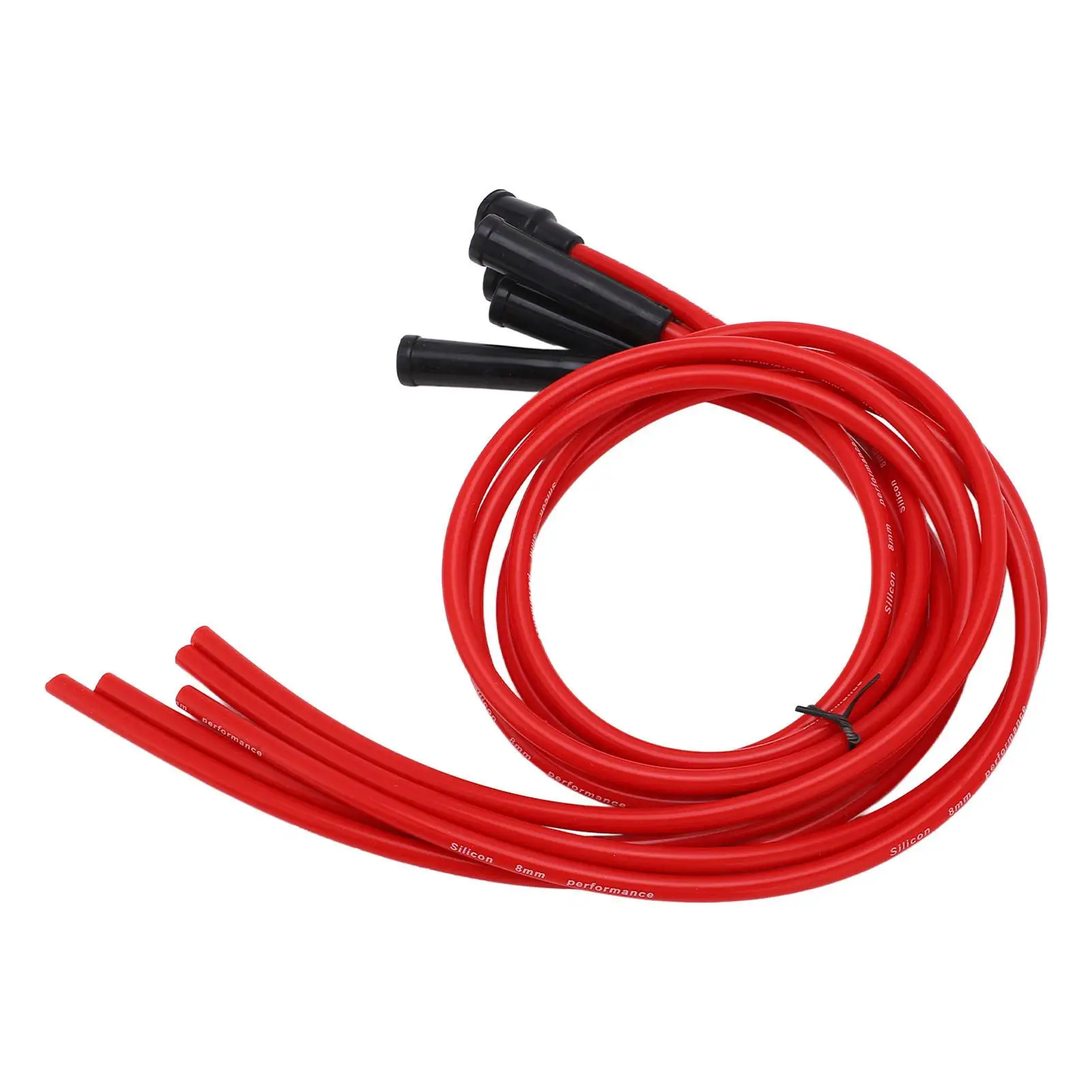 Car Ignition Wire 3.3ft Red 8mm High Performance Ignition Wire Set Metal Silicone for 4 Cylinder Classic Cars