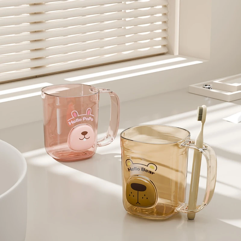 

New Design Toothbrush Cup Bathroom Tumblers Cute Bear Protable Mouthwash Cup with Toothbrush Storage Cups