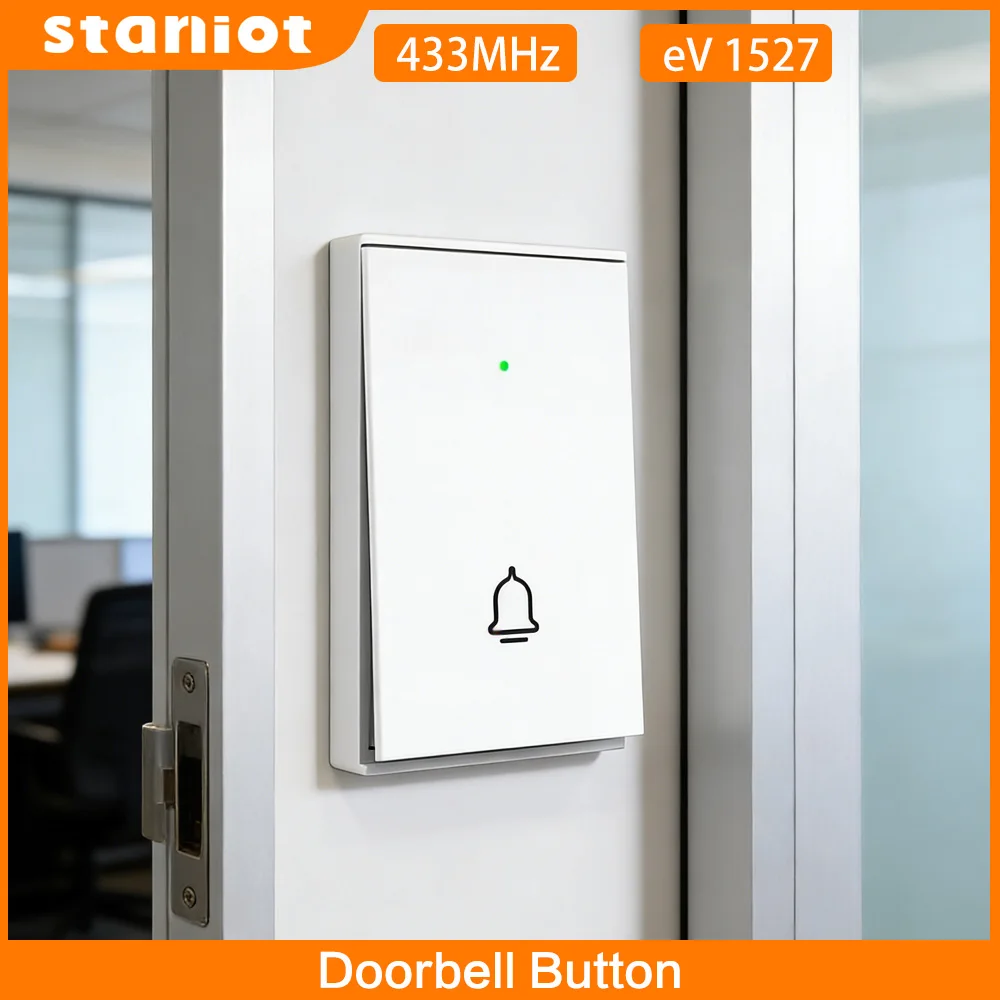 

Staniot Wireless Doorbell 433MHz Dust Proof Outdoor/Indoor Doorbell Button 200m Distance For Smart Home Alarm Security System
