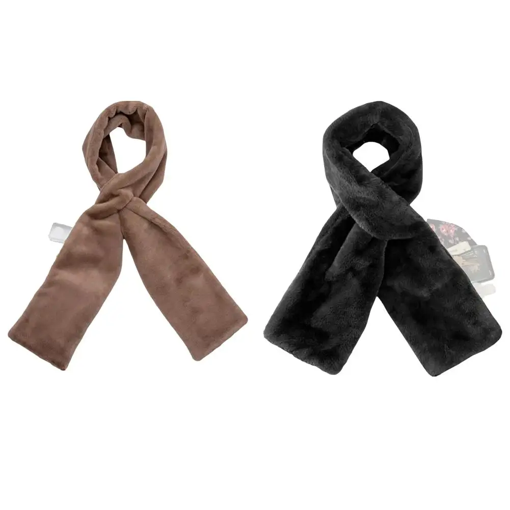 

Женский шарф из искусственного меха со скрытым карманом на молнии, толстая теплая зимняя накидка на шею для кошелька для телефона, безопасный модный аксессуар