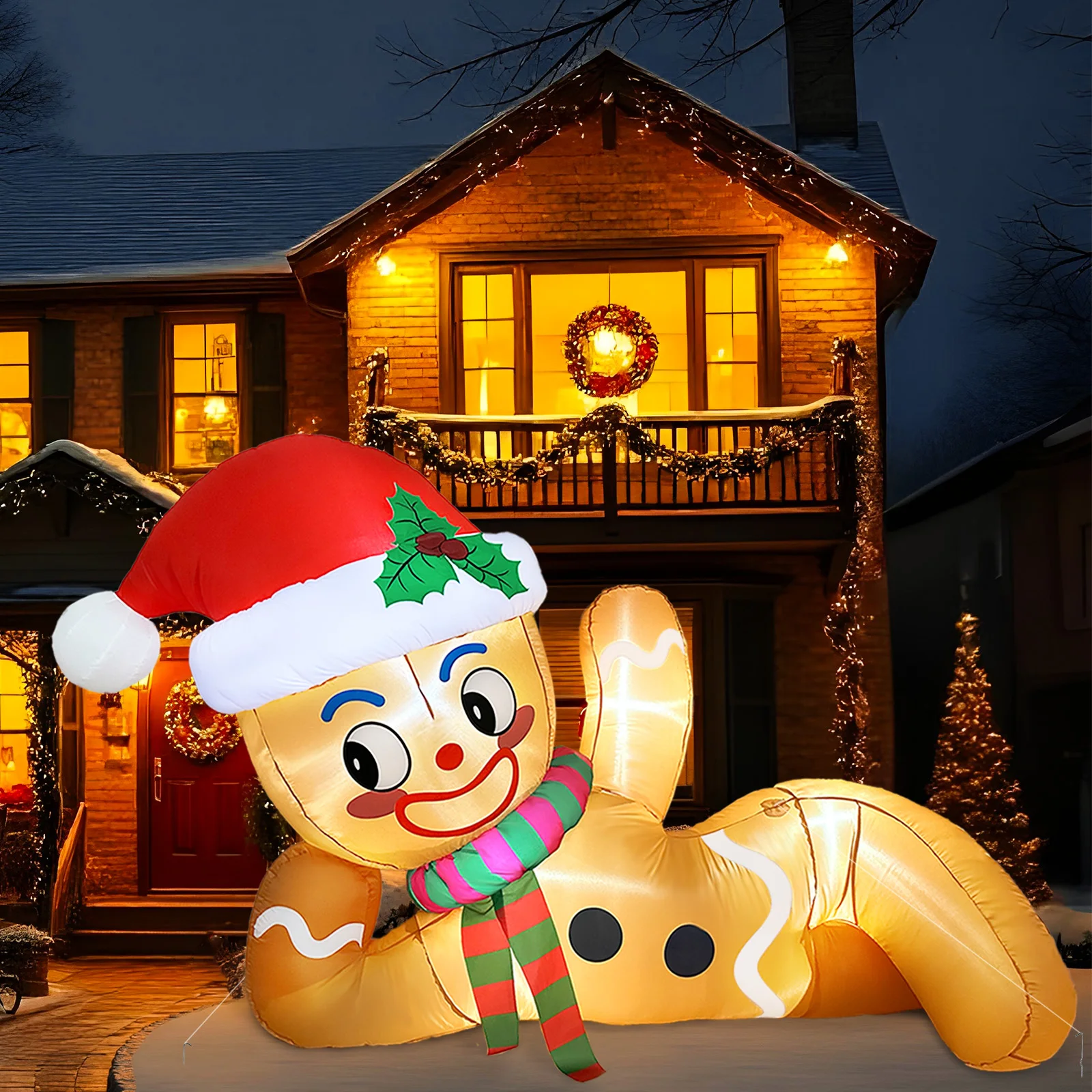 10FT Christmas Inflatable Outdoor Decoration, Christmas Inflatables Gingerbread Man Christmas Blow Ups, Christmas Decorations