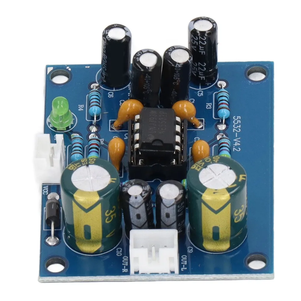 NE5532 Chip Preamp Module with 2 Audio Cables DC 12-35V Audio Preamplifier Board for Low Sensitivity Sources Preamp Board
