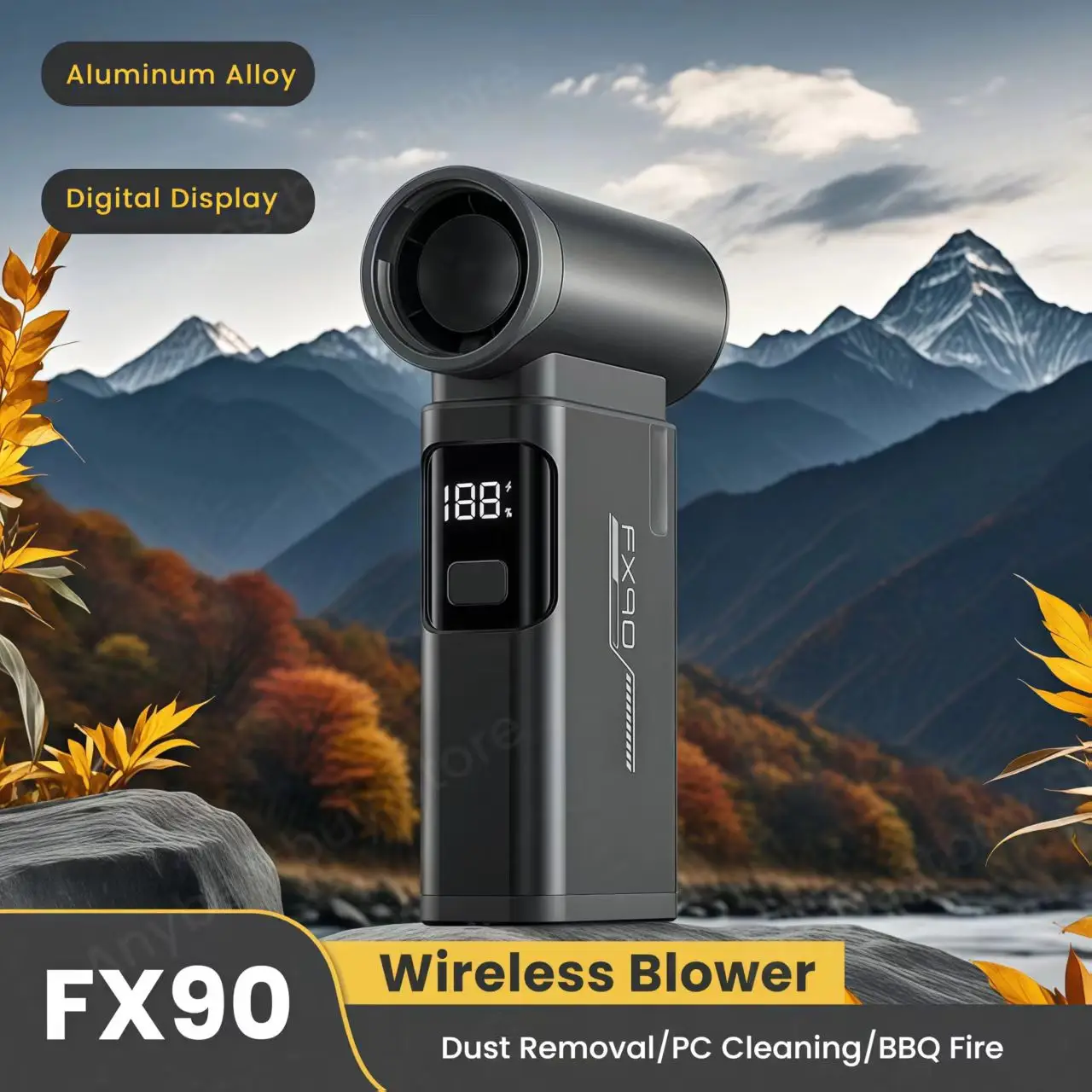 

Беспроводная вентилятор FX90, алюминиевый мощный воздушный вакуумный вентилятор, мощный ручной жестокий вентилятор, электрическая тряпка со сжатым воздухом, 8000 мАч