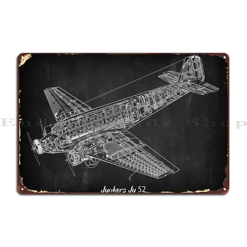 Junkers Ju 52 Metal Sign Garage Printing Garage Designing Cinema Tin Sign Poster