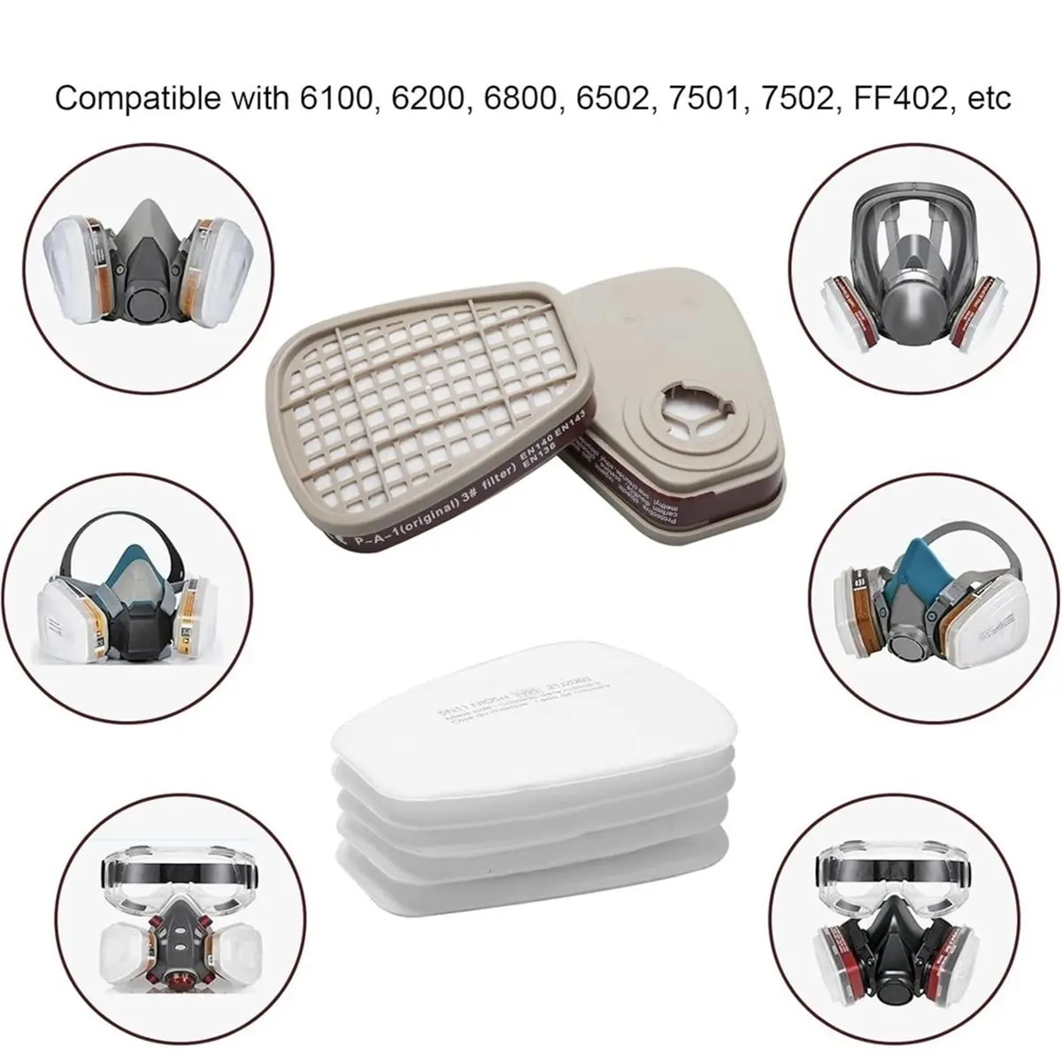 【UPGRADED VERSION】6001 Activated Carbon Cartridges 501 5N11 Filter Replace for 6100/6200/7501/7502/6502/6800 Mask