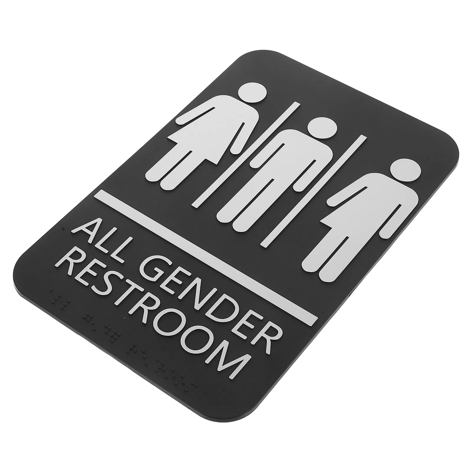 Restroom Sign Unisex Blind Braille Tactile Symbol ABS Material Modern Sleek Design Malls Schools Hospitals Offices