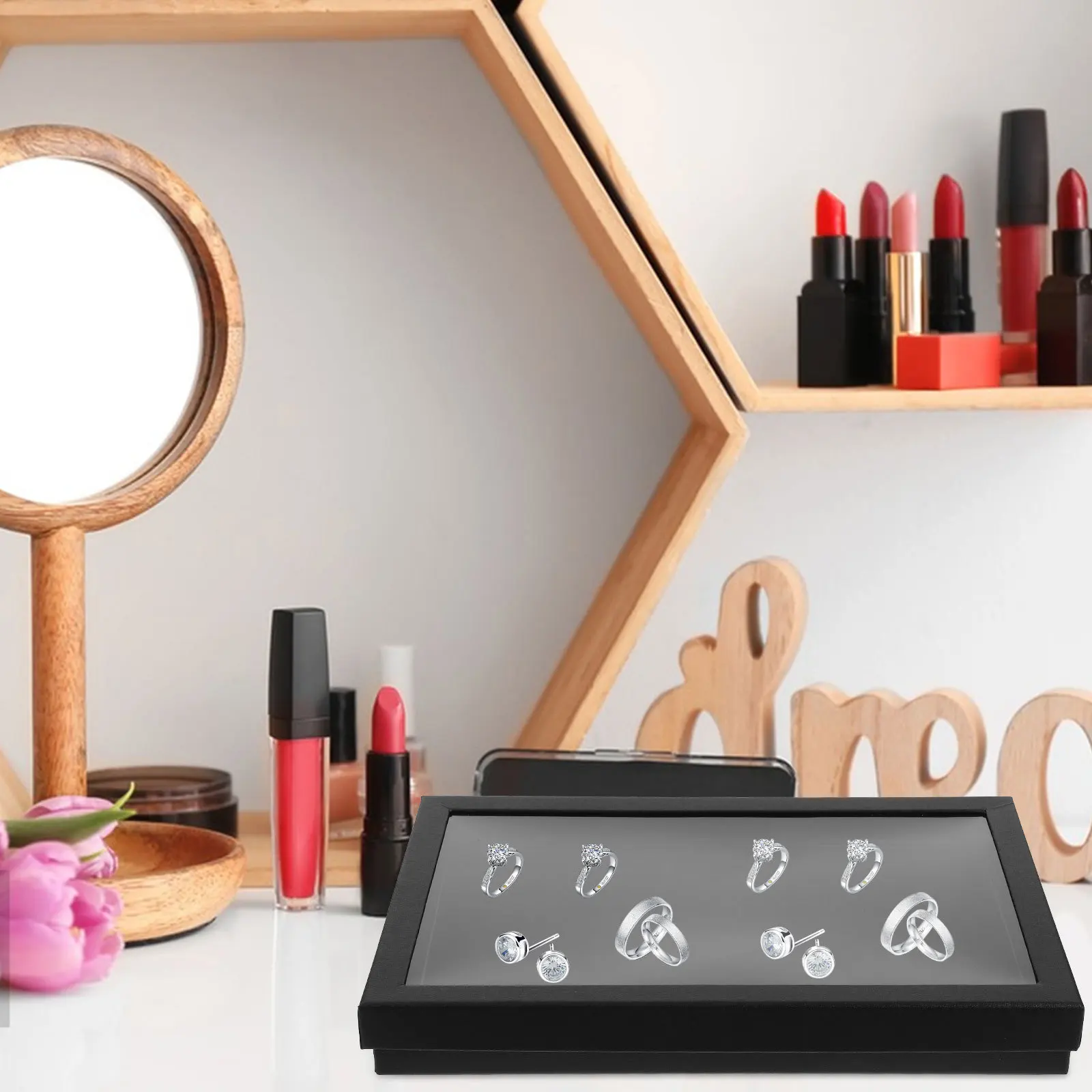 

1pc Ear Studs Organizer Box 100-Slots Jewelry Display Case Travel Display Case Ring Organizer Transparent Window Ring Box