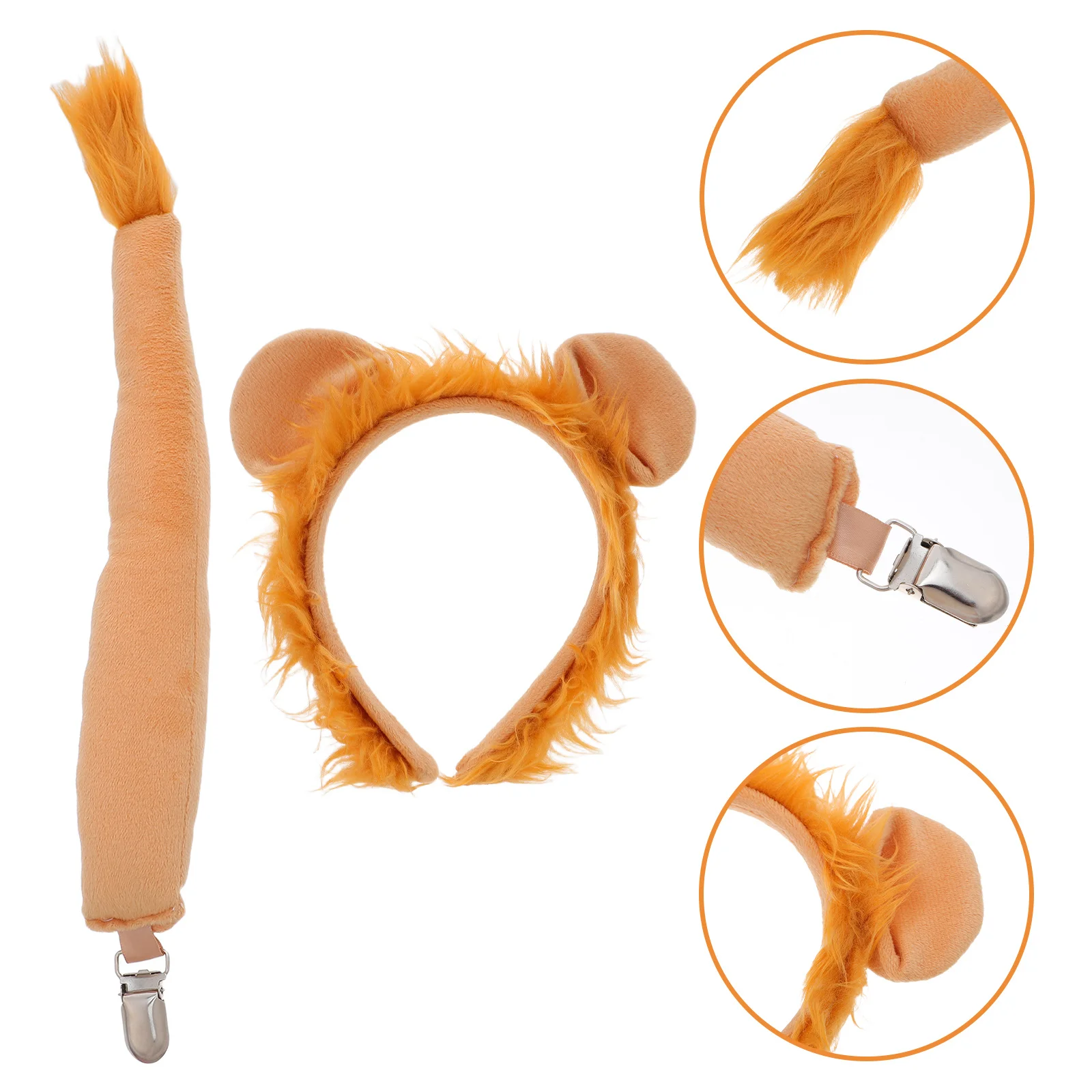 Löwen-Kopfband mit Schwanz, 2-teiliges Löwen-Kostüm, Ohren-Haarband, Kinderkostüm-Party-Zubehör, Karnevals- und Festivalbedarf