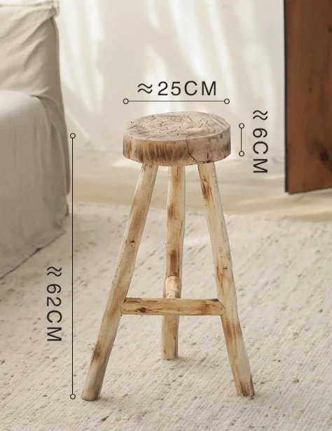 

Solid Wood Coffee Shop Bar Stool American Simple Milk Tea Shop White Chair Retro Wall High Leg Stool