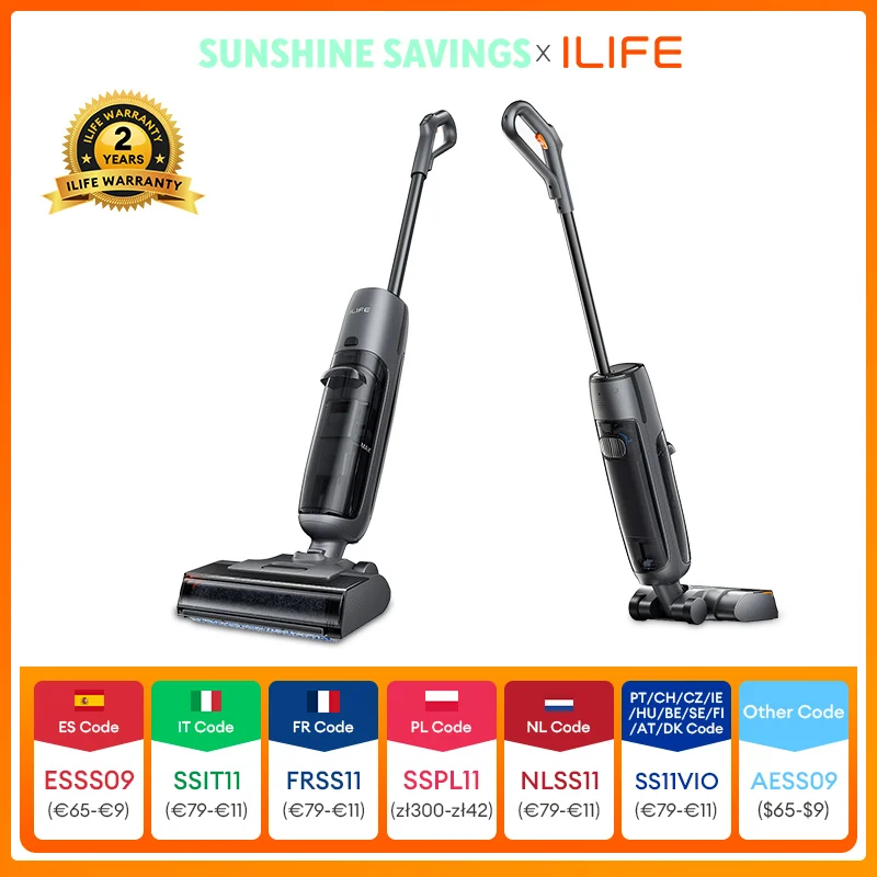 ILIFE W90 Pro, Mopa Inteligente Inalámbrica para Limpieza en Seco y Húmedo, Succión de 7000 Pa, Autolimpieza en 1 Minuto, Tanque de Agua Doble Grande, Actualización del W90