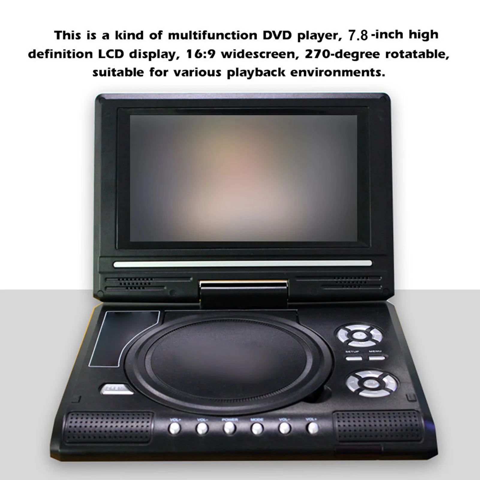 Portable DVD Viewer 7.8 Inch DVD Player 16:9 Widescreen 270° Rotatable DVD Player Support for Game Function 7.8 Inch DVD Player