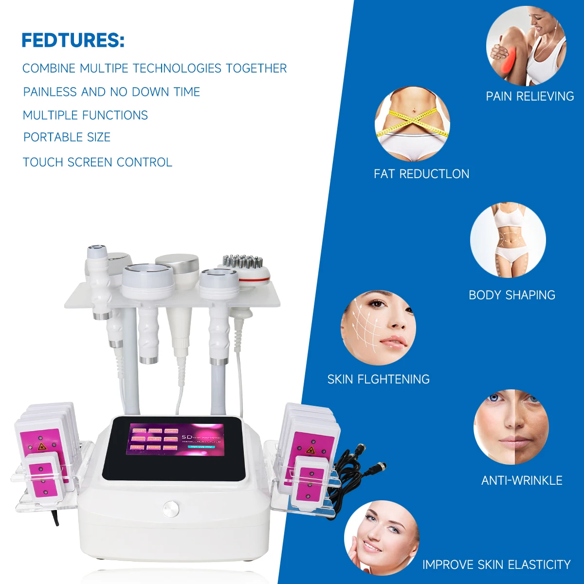 Meisikang 120K Kavitation Vakuum Körper Schlankheitsmaschine, 7 in 1 Multifunktions Schönheitsgerät, Radiofrequenz Lasergerät, Body Shaper, Cellulite Körper Schlankheitsmassagegerät – Detail 7