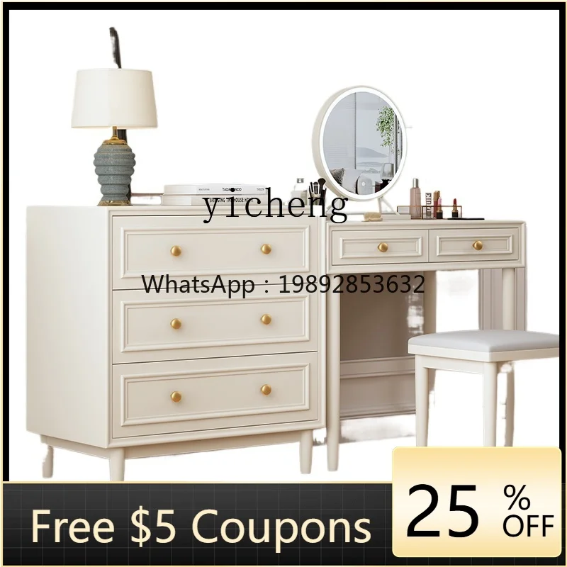 

1 solid wood makeup table cherry wood light luxury combination dresser computer table