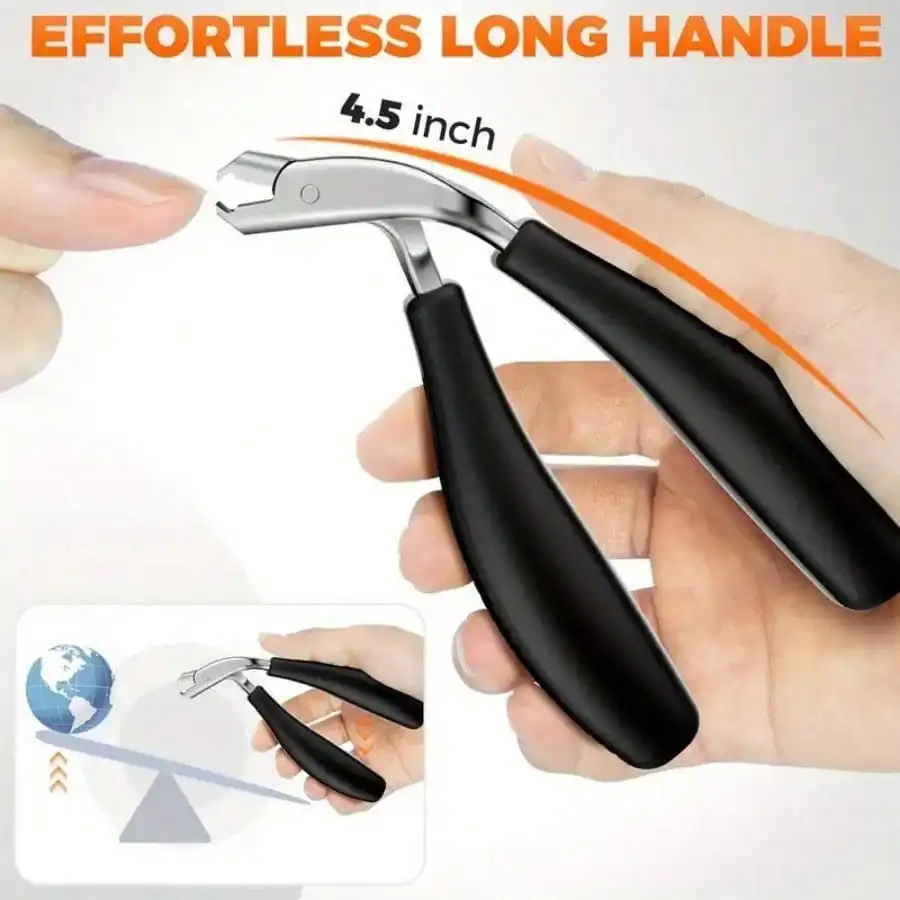 3X Stronger Stainless Steel Toenail Clipper Set - Wide Angle, Large Forearm Opening, Double-Cut, Curly, Splash-Proof Storage, Long Handle - For Thick/Ingrown Nails, Senior Footcare Gift, Home Pedicure Essential Suitable for both men and women 8