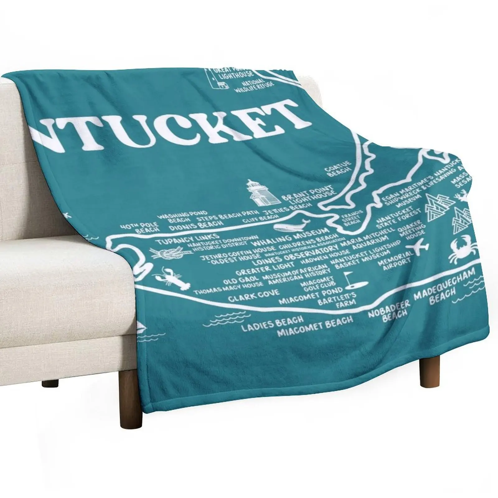 

Nantucket Map Throw Blanket Giant Sofa decorative wednesday blankets and throws Blankets
