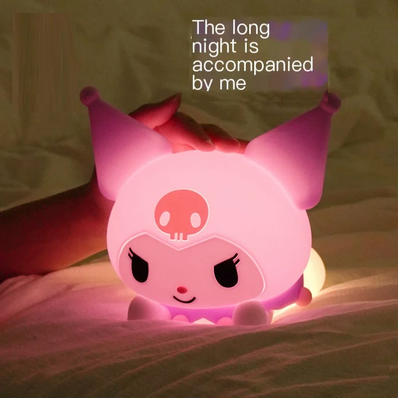 Sanrio Prone Position Night Light Kuromi Bedside Lamp Anime Figure Decompress Lighting Adjustment Girlfriend Birthday Present