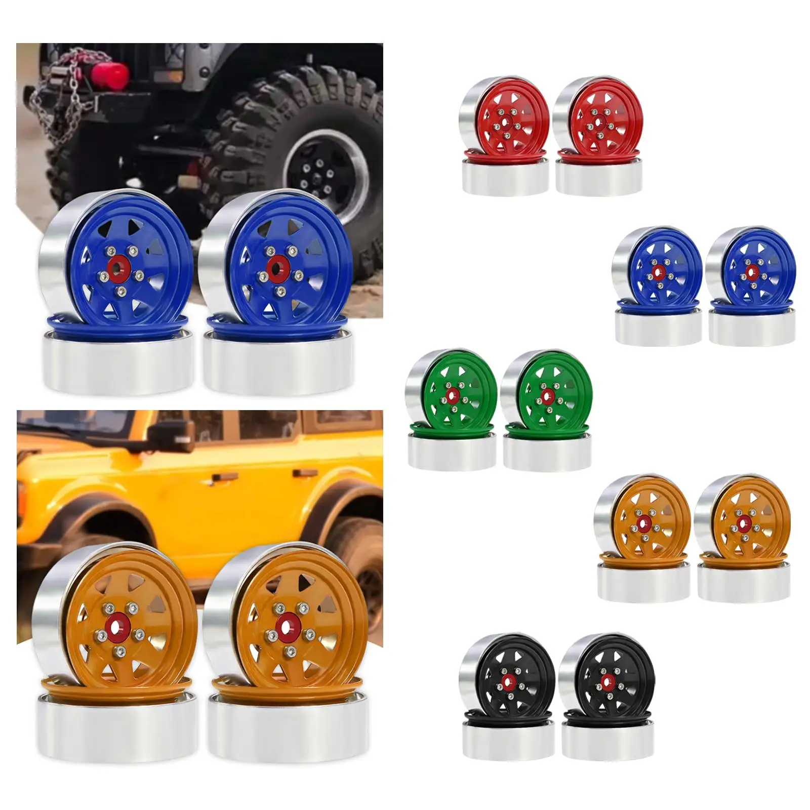 4-delige RC velgen stevig reserveonderdeel vervangt metalen aluminium 1,9 "wielen voor 1/10 RC hobbyvoertuig vrachtwagenaccessoires