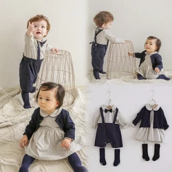 Twins Matching Sets Brother and Sister Match Clothing Baby Boy Romper Newborn Girls Dress for Photoshoot Birthday Wedding Party