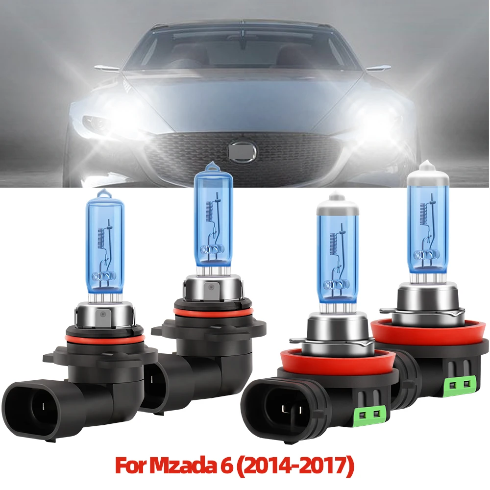 

Для Mzada 6 2014 2015 2016 2017 Combo 4 шт. комплект галогенных ламп дальнего/ближнего света, замена автомобильных передних фар Plug & Play 6000K