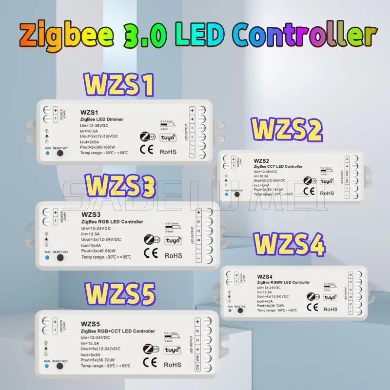 

Светодиодный контроллер Skydance DC12-24V Zigbee 3.0 WZS1/2/3/4/5 с голосовым управлением/Google/Alexa для одноцветной CCT RGBW RGB(+CCT) LedStrip