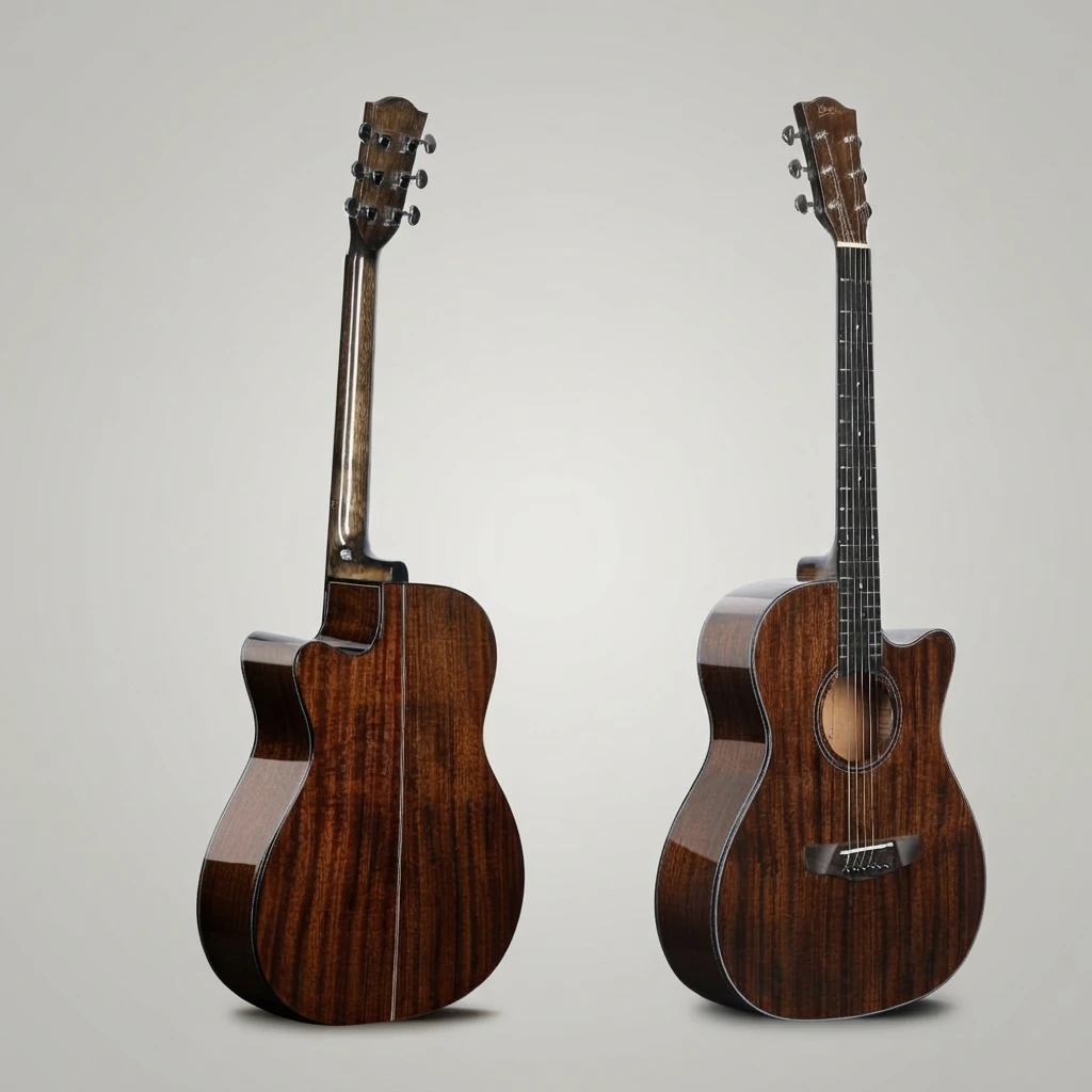 Gloss Cutaway Acoustic Folk Guitar 6‑String Vintage Wood Grain Steel‑String for Beginner Intermediate Musicians Practice