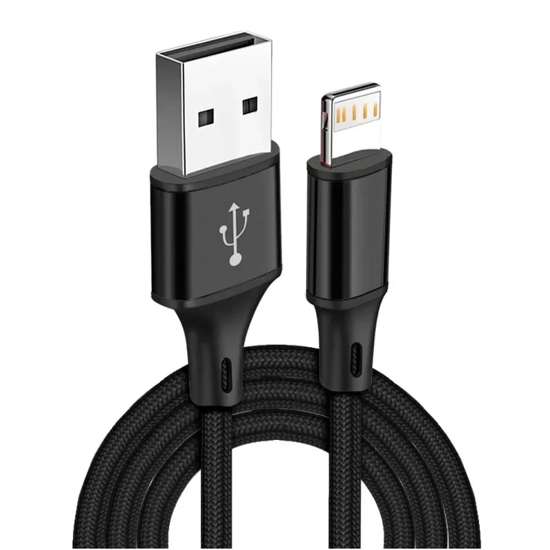 1m 2m 3m USB Data Charger Cable for iPhone X XR XS 11 12 13 Pro Max 6 6S 7 8 14 Plus SE Fast Charging Cord Nylon Braided Cable