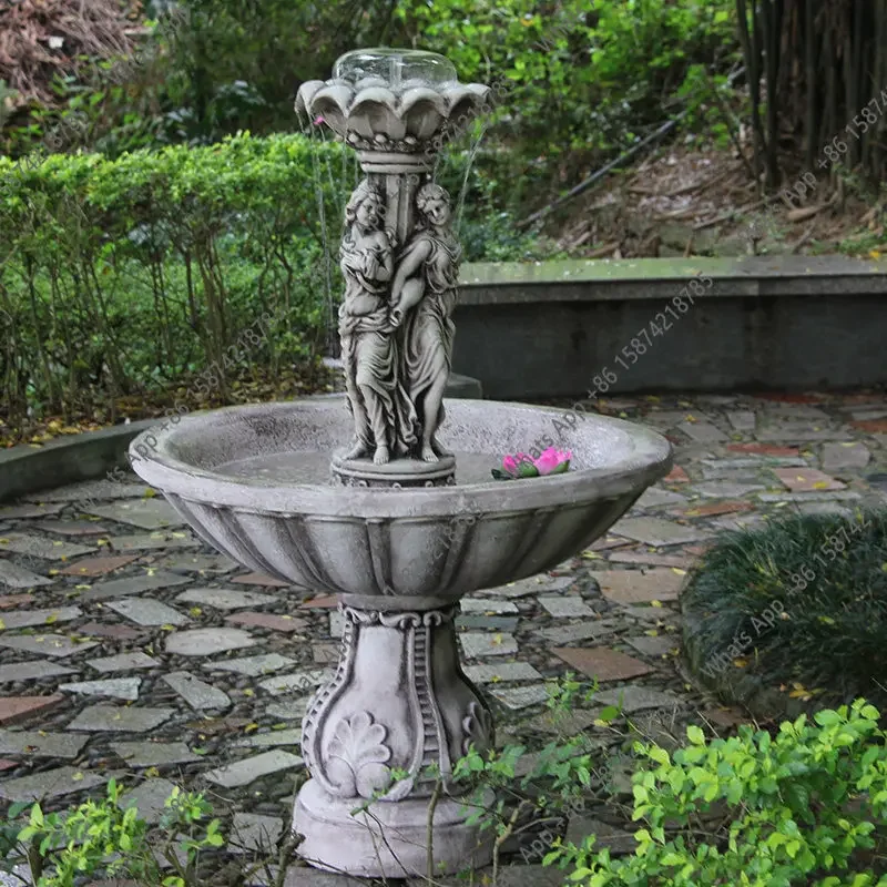 Yy Garden Figure Water Feature Large Fountain European Lady Sculpture Outdoor Fish Pond Villa Wedding Decoration Ornament