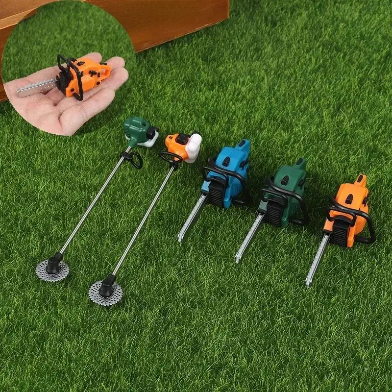 Simulation Repair Tool Saw 1:12 Dolls Houses Miniature Chain Saw Lawn Mower Garden Decor Furniture Accessories Garden Decoration