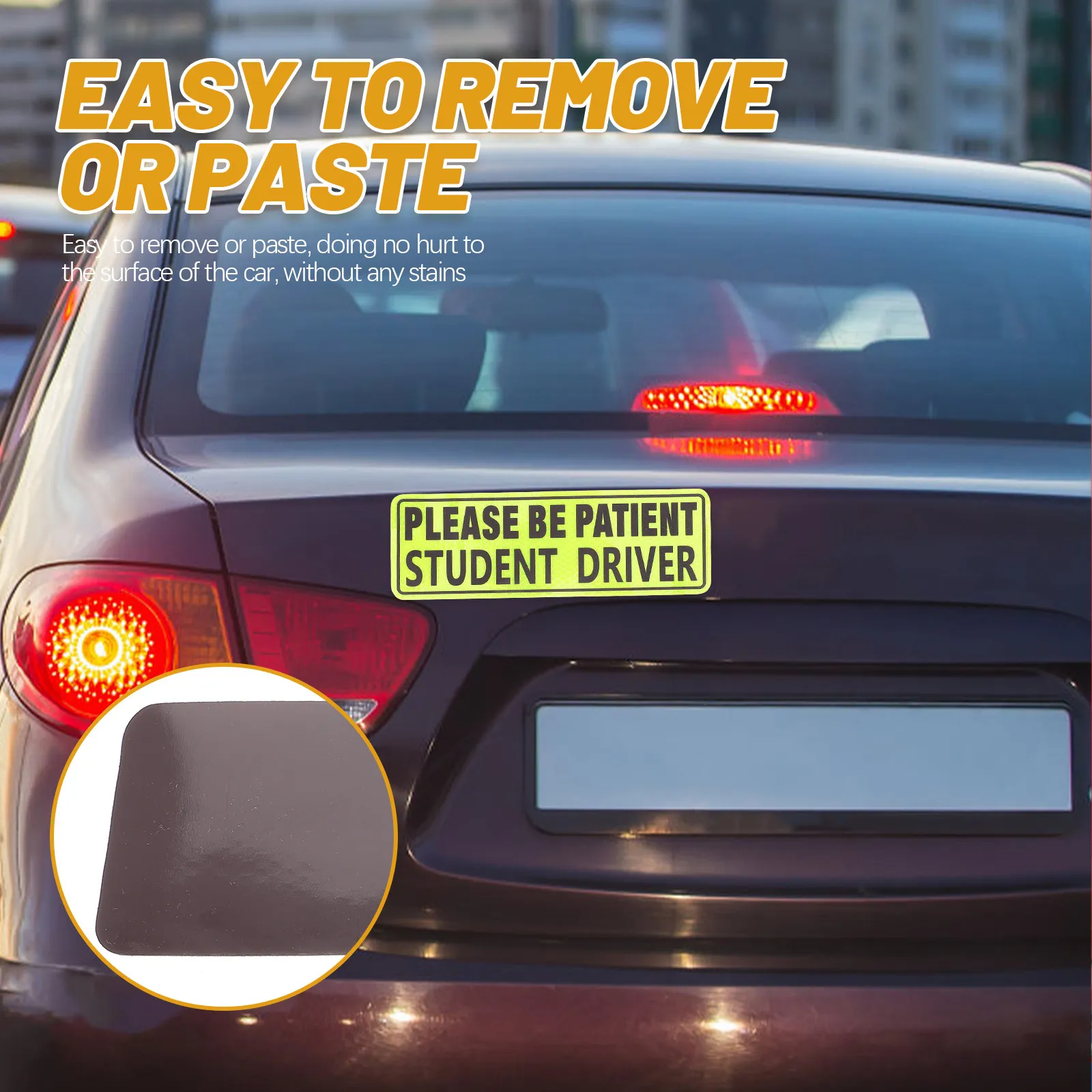 2Pcs Novice Driver Car Sticker Yellow Warning Design Student Practicing Driver Decal Waterproof Fade Resistant Eco Friendly Safe