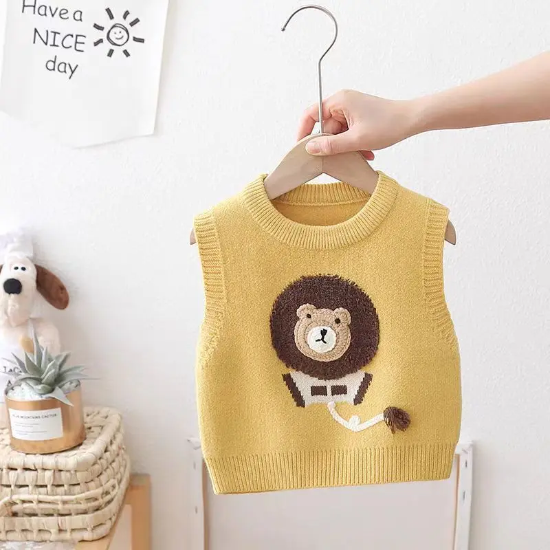 

Children's spring / autumn fashionable sweater vests, cartoon pullover knitted sweaters,2 - 6 Years boys and girls winter vests