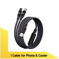 1-for-2 USB Charging Cable USB-C to USB-C/Lightng, 100W & 27 W Fast Charging PD Type-C Cable,  for iPhone Xiaomi POCO Samsung