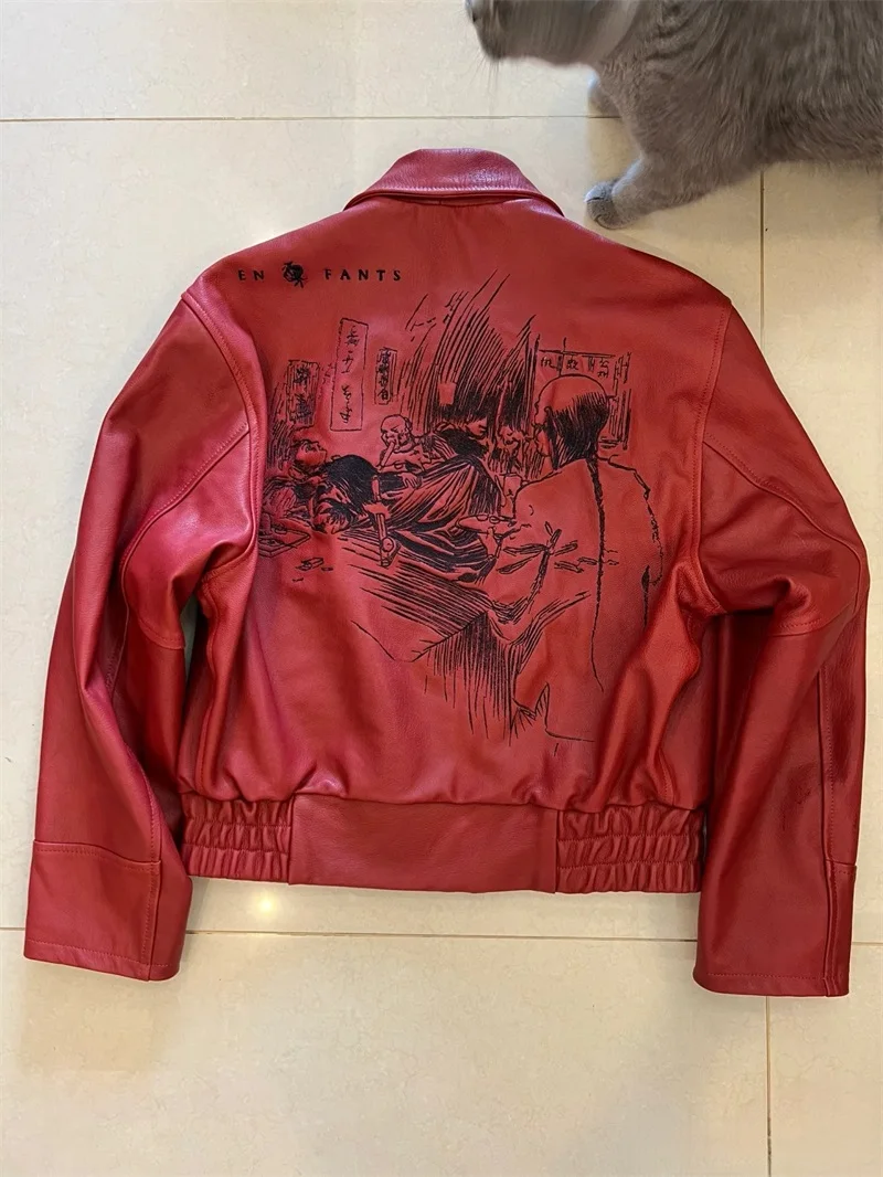 

Кожаная куртка Depred Second Generation ERD Qing Dynas Opium Den с 3D-вышивкой, стильная, повседневная, молодежная