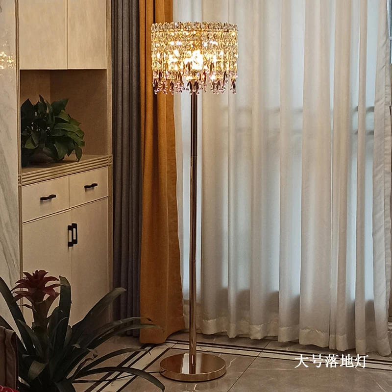 Luxury Crystal Desk Lamp Bedroom Bedside Table Lamp Retro Light Luxury Living Room Modern Crystal Floor Lamp Glossy Light LED