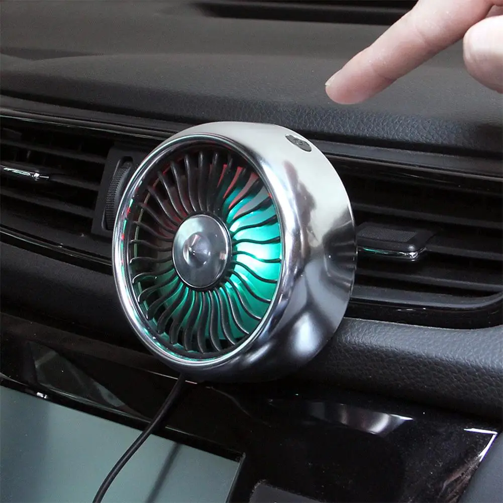 

12V Car USB Fan Multi-function Electric Fan Car Air Outlet Center Console Wind Expansion 360 Degree Rotating Cooling Fan