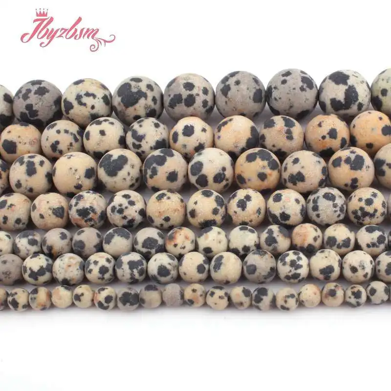 

4,6,8,10.12mm Frost Round Multicolor Dalmatian Jaspers Natural Stone Beads For DIY Necklace Jewelry Making Loose Strand 15 "