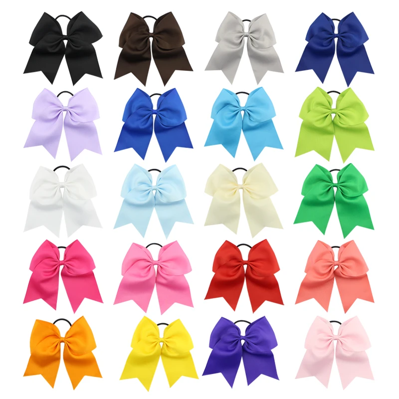 

12 шт./лот, 8-дюймовые ленты для волос с бантиком Cheer, большие волосы, хвост, ведущий бант, праздничные ленты для волос, банты, головные уборы