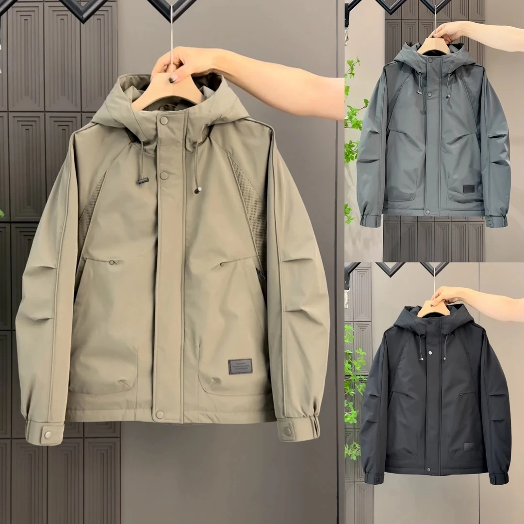 

Мужская зимняя модная хлопковая куртка 2025 года: новая, теплая, ветрозащитная, с капюшоном, свободного кроя, универсальная, молодежная, повседневная, на молнии