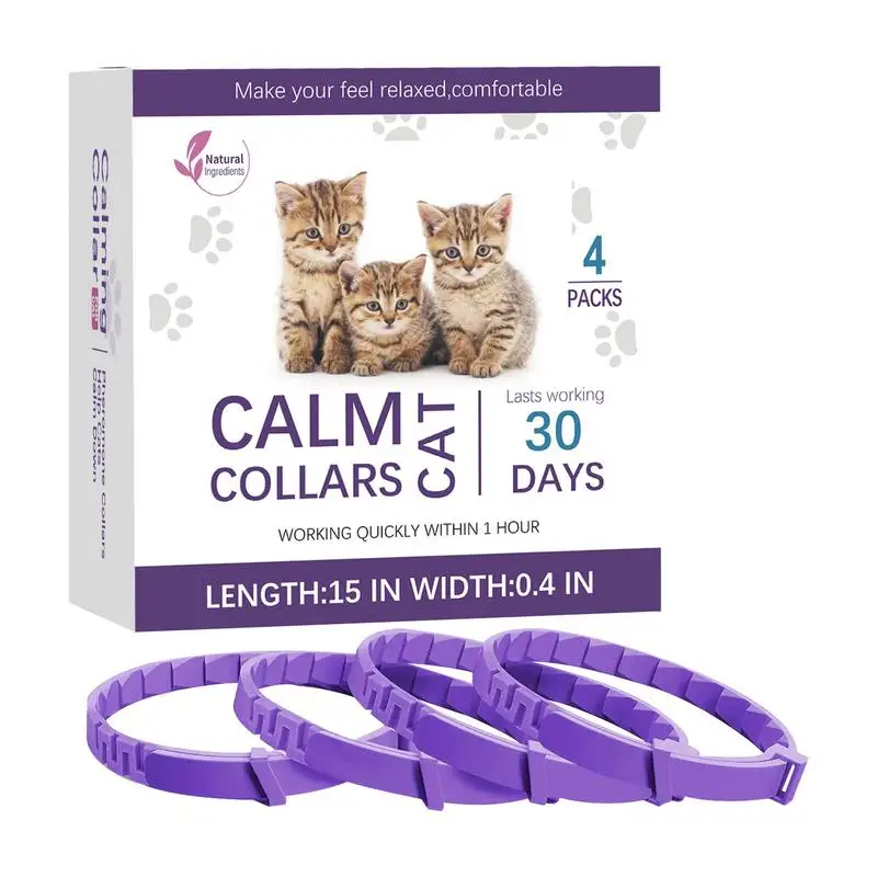 Cat Calming Collar Cat Pheromone Collar Calming Collar Calming Pheromone Collar Cats 4pcs Adjustable Long-Lasting Pheromone