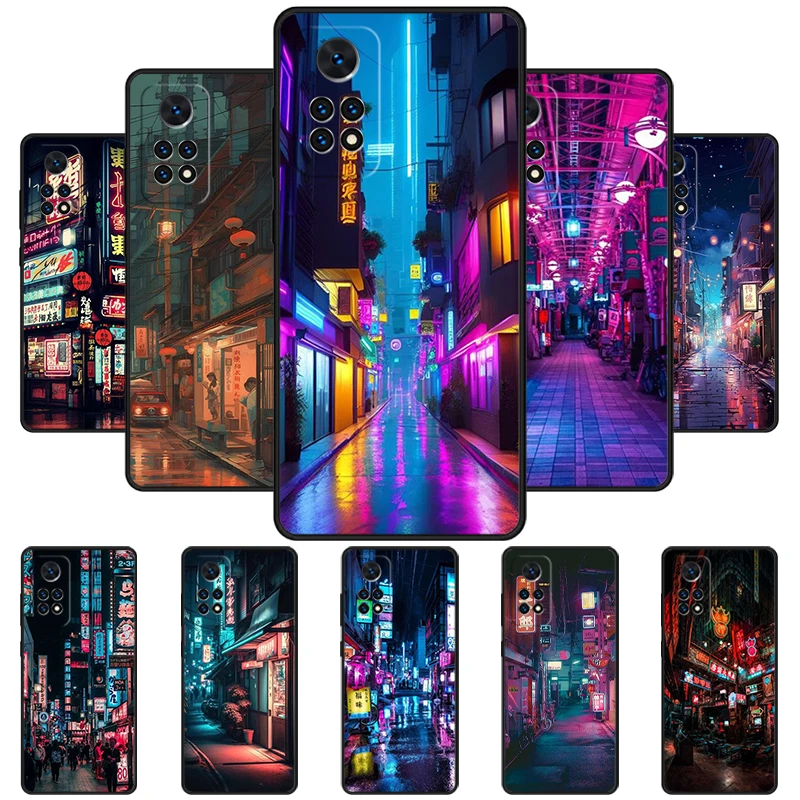 Japanese Night City Aesthetic Phone Case For Redmi Note 11 EPro 11S 10T 9S Promax 8 Pro Xiaomi Mi 11 12X 12S Ultra Cover