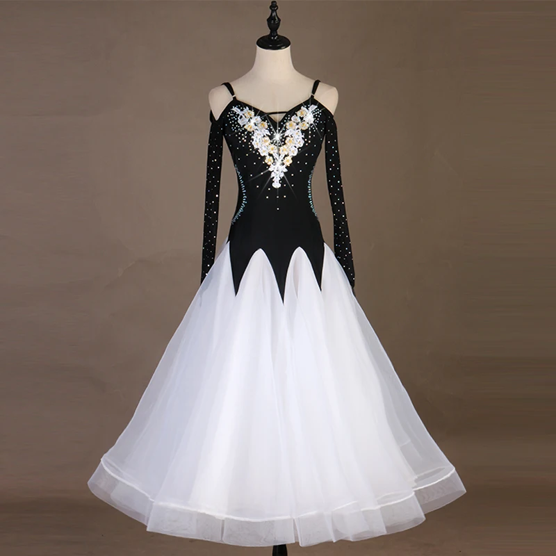 

New Off Shoulder Modern Performance National Standard Dance Big Swing Dress Social Waltz Foxtrot Square New