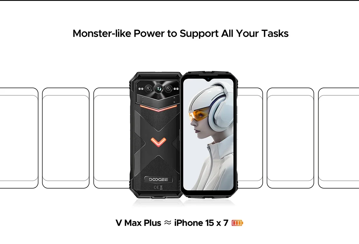 DOOGEE V Max Plus Rugged Phone 6.58" Display Dimensity 7050 Telephone Portable 36GB+512GB 22000mAh 200MP Smartphone Android 14
