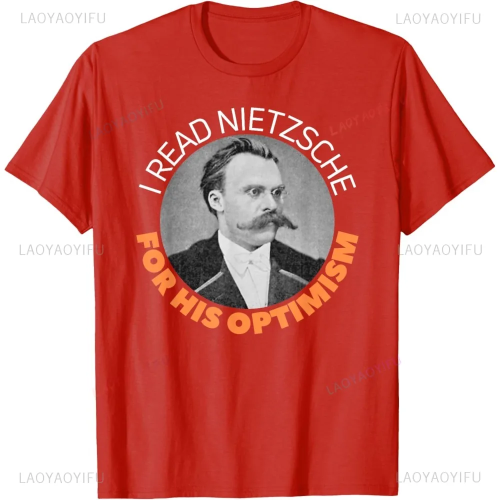 

Friedrich Nietzche Optimism Gift German Philosophy Irony T-Shirt Vintage Style Casual Fashion Streetwear Summer Women Man Tshirt